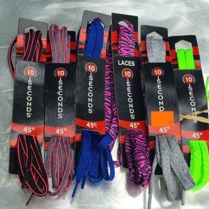 10 Seconds Fashion Stiled Shoe Laces 45"  6 pack